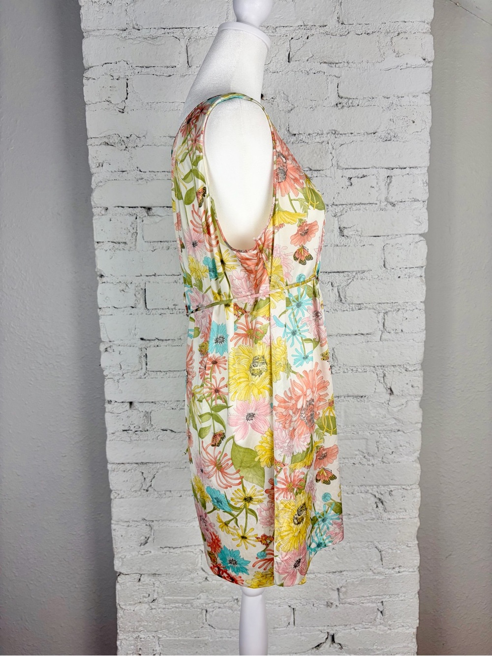 Vanity Fair VTG 70s Nylon Floral Butterfly Waist Tie Top Medium - Picture 3 of 10